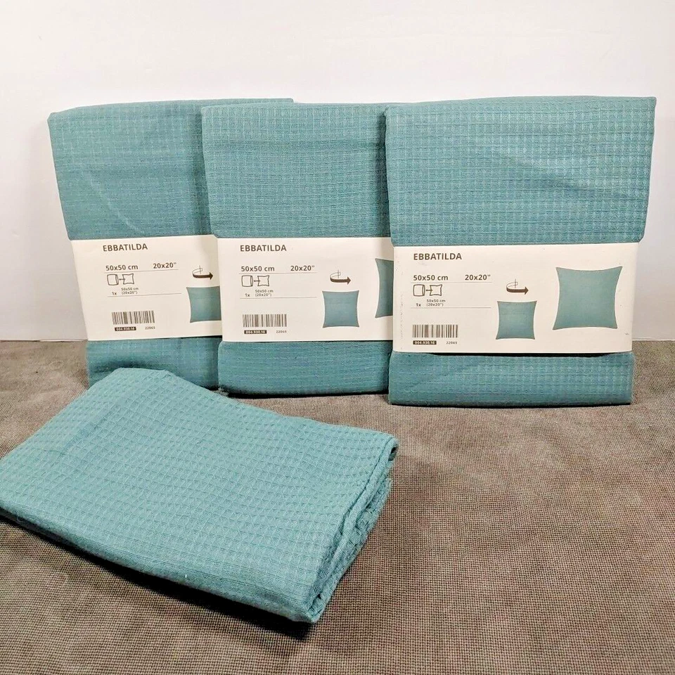 IKEA EBBATILDA Turquoise Grey Pillow Cover 20x20" 004.930.16