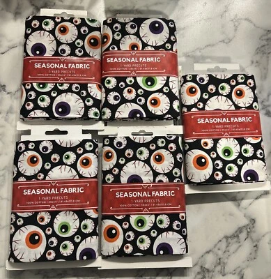 1 Yard Season Fabric Eyeballs 100% Cotton 36" x 44"  NEWW Lot Of 4 - Image 1 of 2