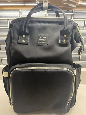 Bolso LAND para mamá y bebé de lona ligero elegante mochila negra Foto 1 de 4