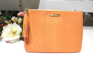 Bolso de Mano GiGi New York Todo en Uno Cuero NUEVO 9x7" Pitón Repujado Lit$125 MELÓN - Imagen 1 de 5