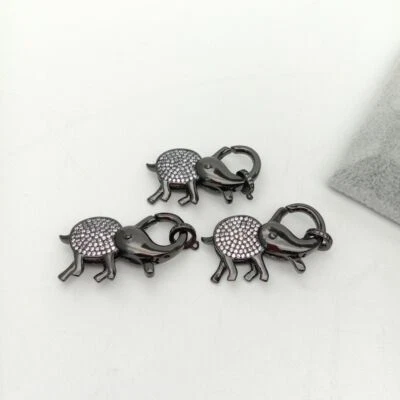 lobster clasp 20x36mm 18k gold Filled cubic zirconia micro pave elephant clasp - Image 1 of 3