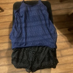 Size 2XL Blue And Black Tankini Women’s Swimsuit With Shorts - Picture 1 of 4