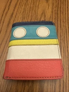Relic Wallet Salmon White Turquoise Neon Yellow Other Side Tan - Picture 1 of 4