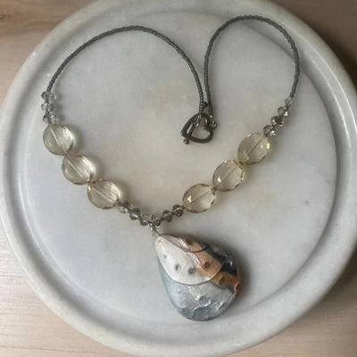 Пастельный кристалл серый изящный глины капли подвеска ожерелье пляжный богемное Fairycore - Изображение 1 из 4