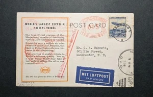 Germany 1936 LZ-129 Hindenburg Zeppelin Flown Veedol Oil Advertising Postcard - Picture 1 of 2