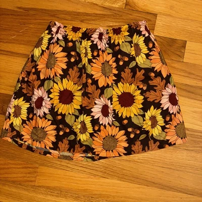 Gymboree Autumn Harvest Sunflower Print Brown Yellow Orange Skort size 7 - Image 1 of 3
