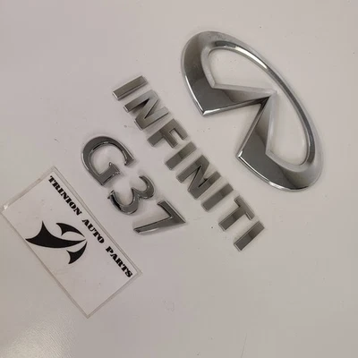2009-2013 Infiniti G37 Convertible Emblem Set Rear Trunk Chrome OEM NO ADHESIVE - image 1 of 3