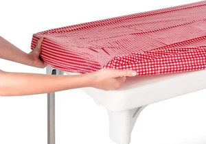 Tablecloth for Camping Picnic 72 x 30 (Rectangular), Red &amp; White Checker  - Picture 1 of 9
