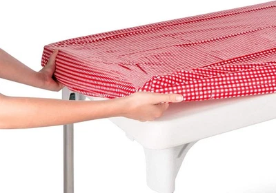 Tablecloth for Camping Picnic 72 x 30 (Rectangular), Red & White Checker  - Image 1 of 4