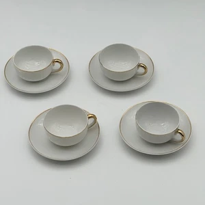 Meito China Japan White and Gold Demitasse Cups & Saucers – Set of 4 - Picture 1 of 5
