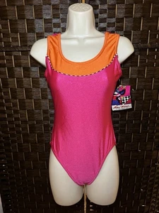 NWT Vintage 80s Rachel McLish for The Body Co Bodysuit Red Aerobics Sz M Leotard - Picture 1 of 8