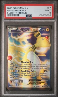 PSA 9 Ampharos EX 87/98 2015 Pokémon Ancient Origins FULL ART Mint Card - Image 1 of 2