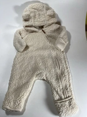 Baby Bear Sherpa Mameluco de Una Pieza Forrado Blanco Crema H&M Talla 1-2 M Recién Nacido Acogedor Foto 1 de 4