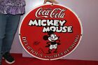 Large Drink COCA COLA MICKEY MOUSE Soda Pop 30' Porcelain Metal Gas Oil Sign