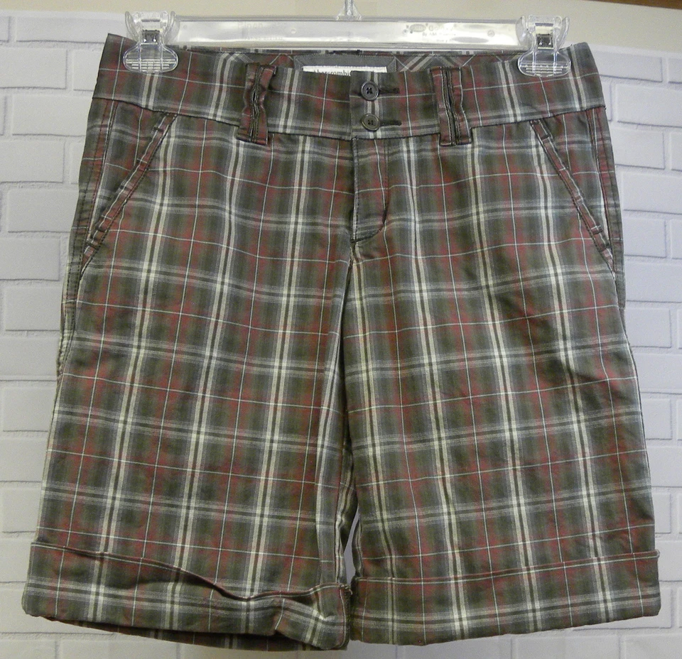 Bermudas Abercrombie & Fitch New York a Cuadros Verde Rojo Puños Elastizados Talla 2 Foto 1 de 4