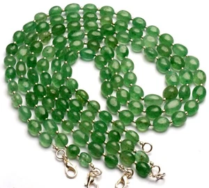 "Collar de cuentas pepita ovalada de cuarzo aventurina verde de 8 a 10 mm tamaño 18" - Imagen 1 de 10