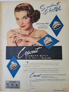 1953 Crescent diamond ring Joanne Dru movie star Thunder Bay vintage ad - Picture 1 of 1