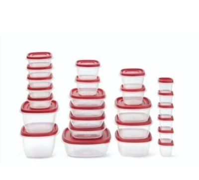 50-Piece Set Rubbermaid Food Storage Containers w/ Easy Find Lids, Vented, RED - Image 1 of 4