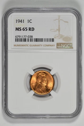 1941 1c Lincoln Wheat Cent NGC MS 65 RD Cover