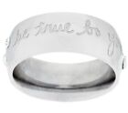 QVC Steel by Design Message Ring with Crystal Detail J281424 Sizes 6 thru 11