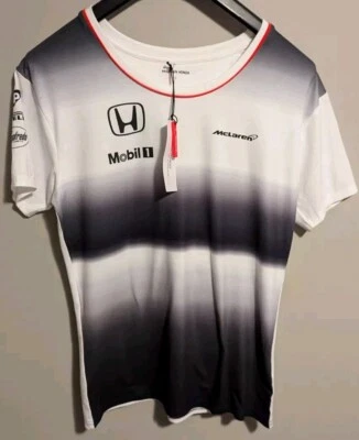 McLaren Honda Jenson Button White Womens T-shirt Racing F1 Size Large Formula-1 - Image 1 of 4