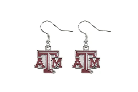 Texas A&M Aggies NCAA Logo Silver Dangler Earrings Hypo-Allergenic Cover