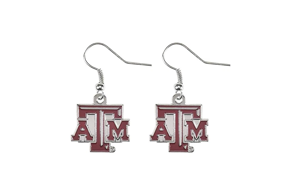 Texas A&M Aggies NCAA Logo Silver Dangler Earrings Hypo-Allergenic - Image 1 of 1