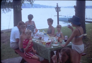 1971 Lake James North Carolina Boat People Kodachrome Transparency Slide A7 - Picture 1 of 1