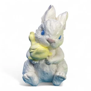 Russ Berrie & Co Easter Bunny Resin Figurine Egg Duck Flowers #5498 - Picture 1 of 5