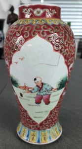 Chinesische Porzellan Vase aus der Mitte des Jahrhunderts Jiangxi handbemalt - Bild 1 von 6