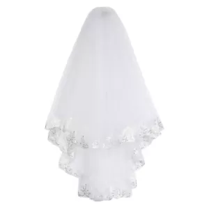 Wedding Veil Bridal Lace Short Veils Women 2-Tier Tulle Veil with Comb for Ba... - Picture 1 of 8