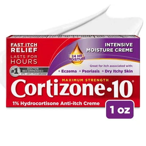 Cortizone-10 Maximum Strength Anti-Itch Cream, 24-Hour Intensive Moisture, 1 oz - Picture 1 of 9