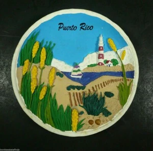 PUERTO RICO 5" Travel Souvenir 3D Relief Wall Plaque Plaster or Clay - Picture 1 of 3