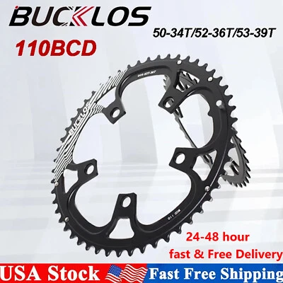 BUCKLOS 34/36/39/50/52/53T 110BCD Chainring Road Bike Fit Shimano Sram Crankset Aluminum