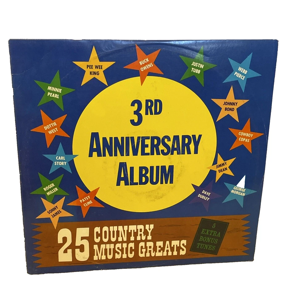 3rd Anniversary Album 25 Country Music Greats (Vinyl) Starday Records AC-1 VG+ - Image 1 of 4