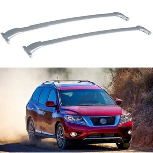 Pair Silver Aluminum Roof Rack Top Cross Bar Rail For 2013-19 Nissan Pathfinder - Picture 1 of 7