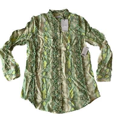 Camisa Equipment Manga Larga Botón Frontal Mujer Talla XS Delgada Verde Piel de Serpiente Foto 1 de 4