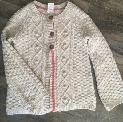 Girl’s Max Studio neutral beige sweater cardigan S Small 7-8 new Cotton Blend - Image 1 of 4