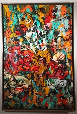 Pintura acrílica expresionista abstracta de los años 70 de Jack Lauder | Green Bay Packers Foto 1 de 4