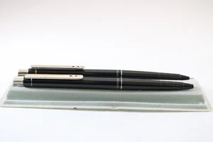 Vintage (c1980-89) Paper Mate Monogramm schwarz Kugelschreiber & Bleistift (im Etui) - Bild 1 von 8