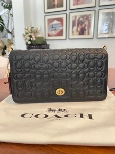 Coach 1941 Dinky Embossed In Signature Black Leather Crossbody Shoulder Bag - Picture 1 of 13