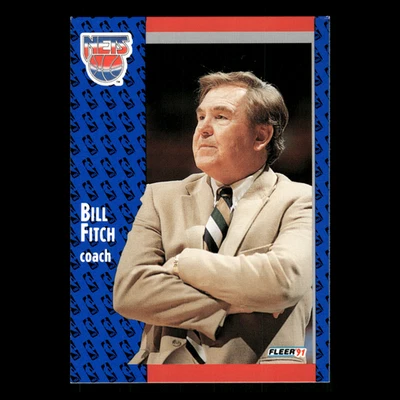 Bill Fitch #132 1991-92 Fleer New Jersey Nets Basketball Card NBA - Image 1 of 3
