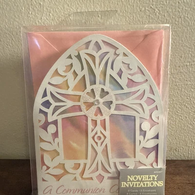 New pink/rainbow communion invitations 8cards and 8 envelopes - Image 1 of 4