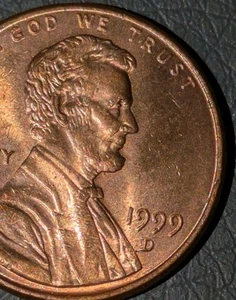1999-D 1c Penny Strong Thickness Obverse Red Split Plate Doubling Reverse - Picture 1 of 20