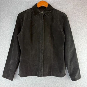 Vintage Women's 90s Black Suede Long Sleeve Blazer Jacket Collared S Minimalist  - Picture 1 of 7
