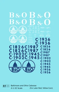 K4 G 1:32 Scale Decals Baltimore and Ohio B&O Yellow/Late Red Caboose Blue White - Picture 1 of 4