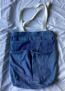 Women's Y2K Denim Jean Shoulder Tote Book HandBag Blue Casual 15”x 12.5” Pockets - Picture 1 of 12