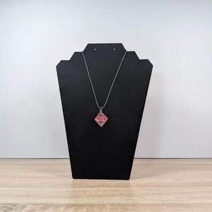 18" schwarze Kordel Halskette mit rotem Spielkartenanzug Anhänger  - Bild 1 von 1