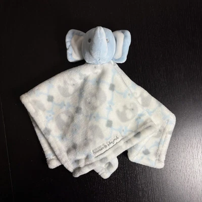 MANTAS Y MÁS ALLÁ Elefante Peluche Bebé Manta de Seguridad Lovey Blanco Azul Gris Foto 1 de 4
