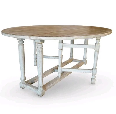 MESA DE COMEDOR CAMPESTRE FRANCESA ANTIGUA GRIS-77,5""W Foto 1 de 3